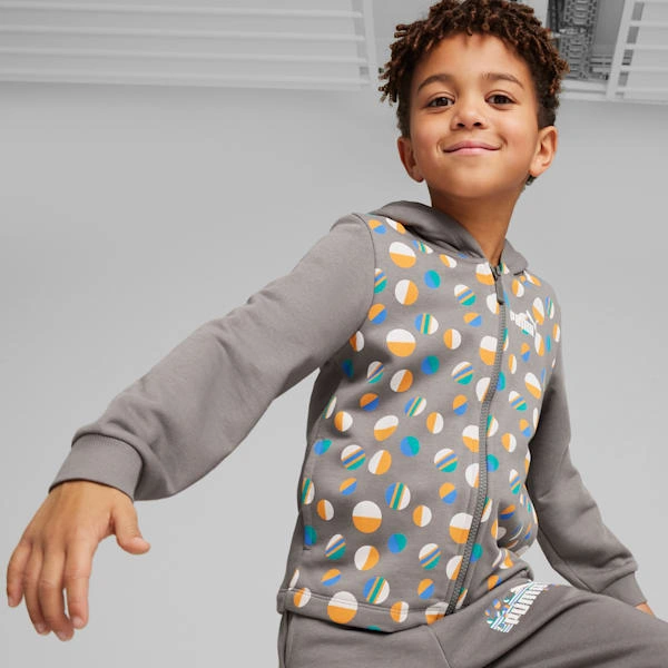 PUMA ESS+ Summer Camp Hoodie: Little Adventurers' Zip-Up Ready for Fun